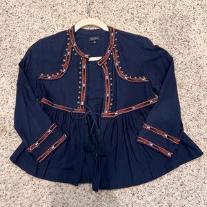 Lucky Brand Tie Front Military Style Shirt Jacket